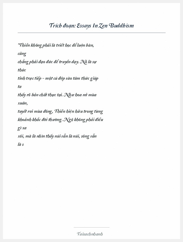 Trích đoạn Essays In Zen Buddhism
