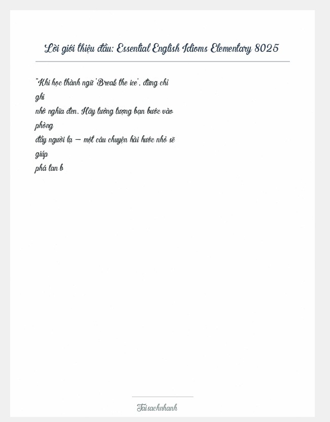 Trích đoạn Essential English Idioms Elementary 8025