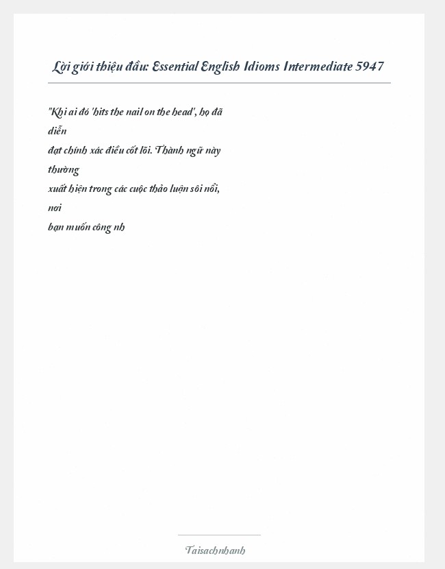 Trích đoạn Essential English Idioms Intermediate 5947