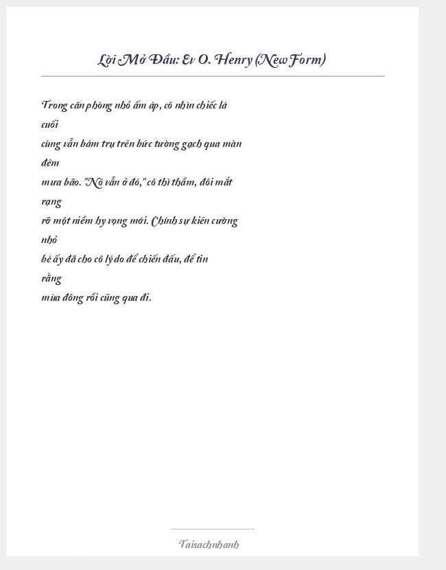 Trích đoạn Ev O. Henry (New Form)