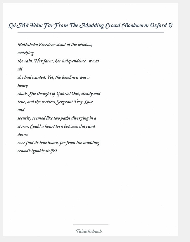 Trích đoạn Far From The Madding Crowd (Bookworm Oxford 5)