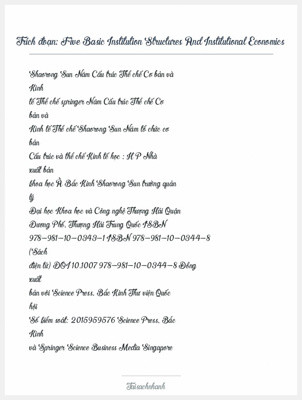 Trích đoạn Five Basic Institution Structures And Institutional Economics