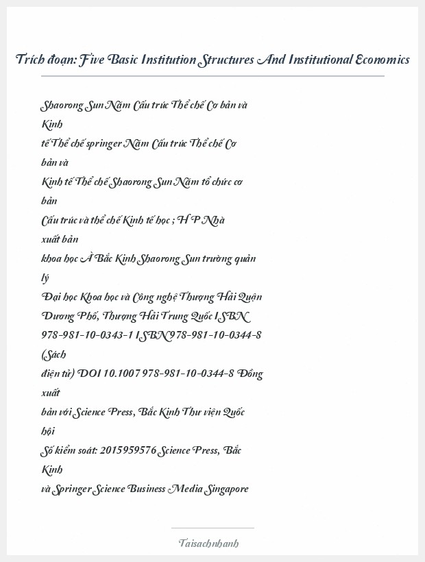 Trích đoạn Five Basic Institution Structures And Institutional Economics