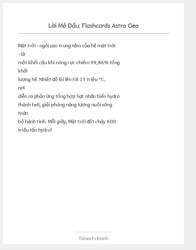 Trích đoạn Flashcards Astro Geo
