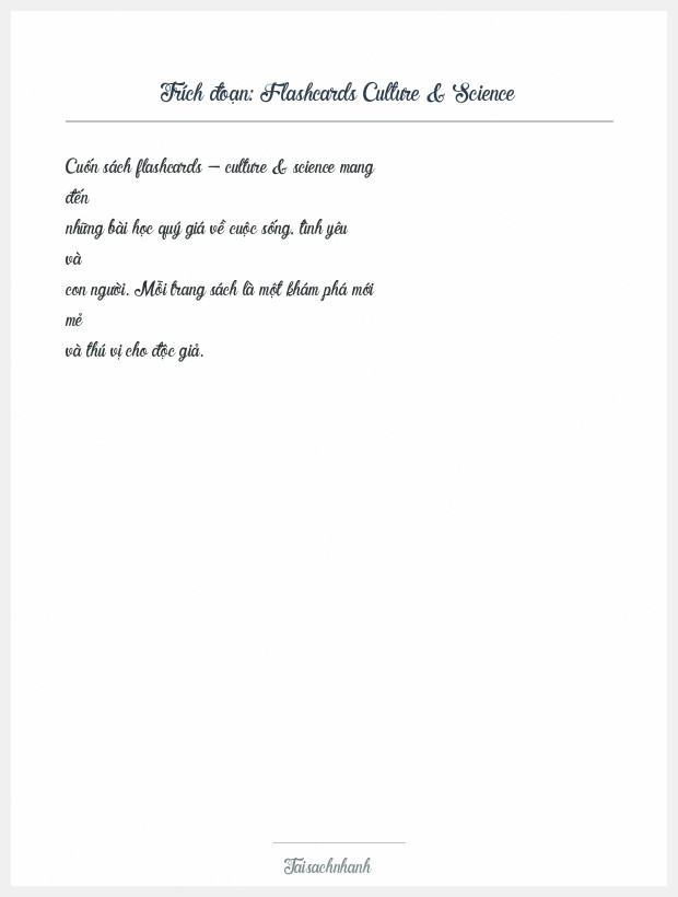 Trích đoạn Flashcards Culture & Science