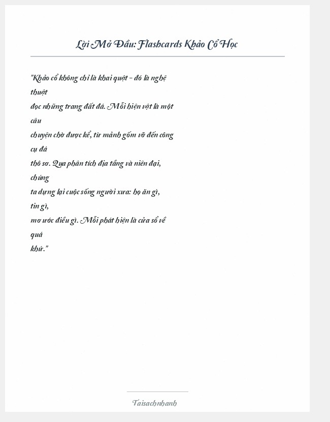 Trích đoạn Flashcards Khảo Cổ Học