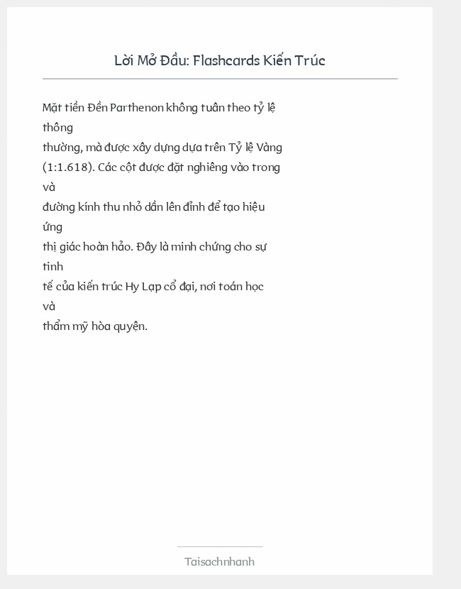 Trích đoạn Flashcards Kiến Trúc