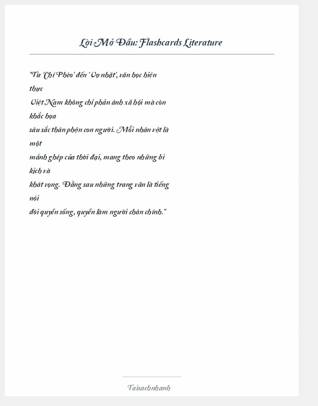 Trích đoạn Flashcards Literature