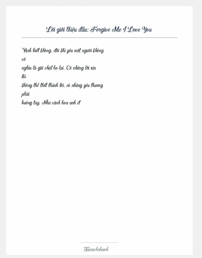 Trích đoạn Forgive Me I Love You