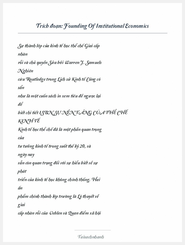 Trích đoạn Founding Of Institutional Economics