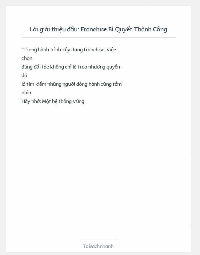 Trích đoạn Franchise Bí Quyết Thành Công