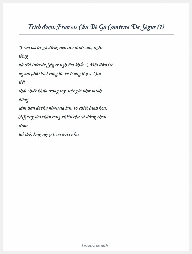 Trích đoạn François Chu Bé Gù Comtesse De Ségur (1)
