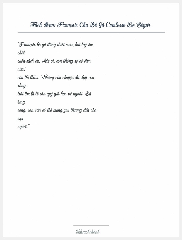 Trích đoạn François Chu Bé Gù Comtesse De Ségur