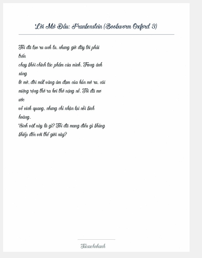 Trích đoạn Frankenstein (Bookworm Oxford 3)