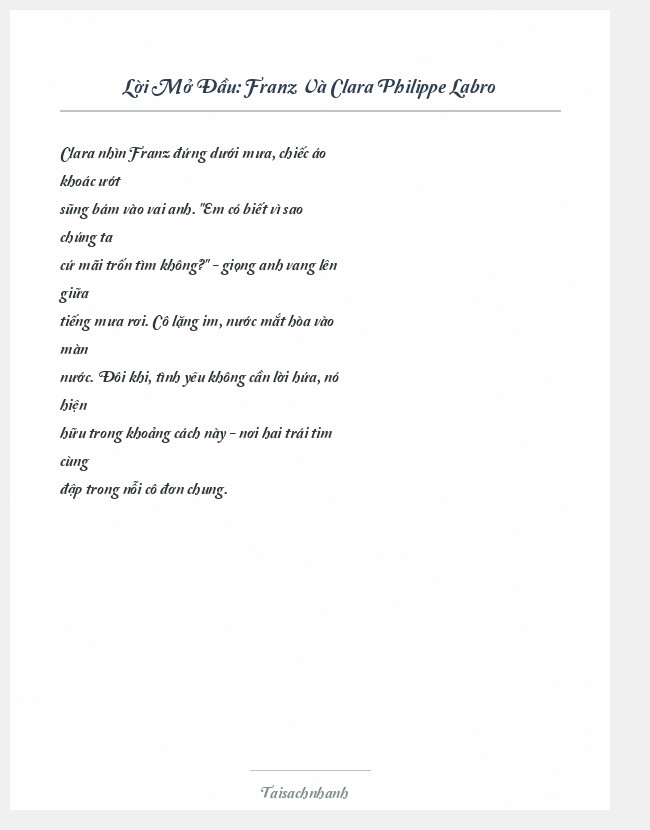 Trích đoạn Franz Và Clara Philippe Labro