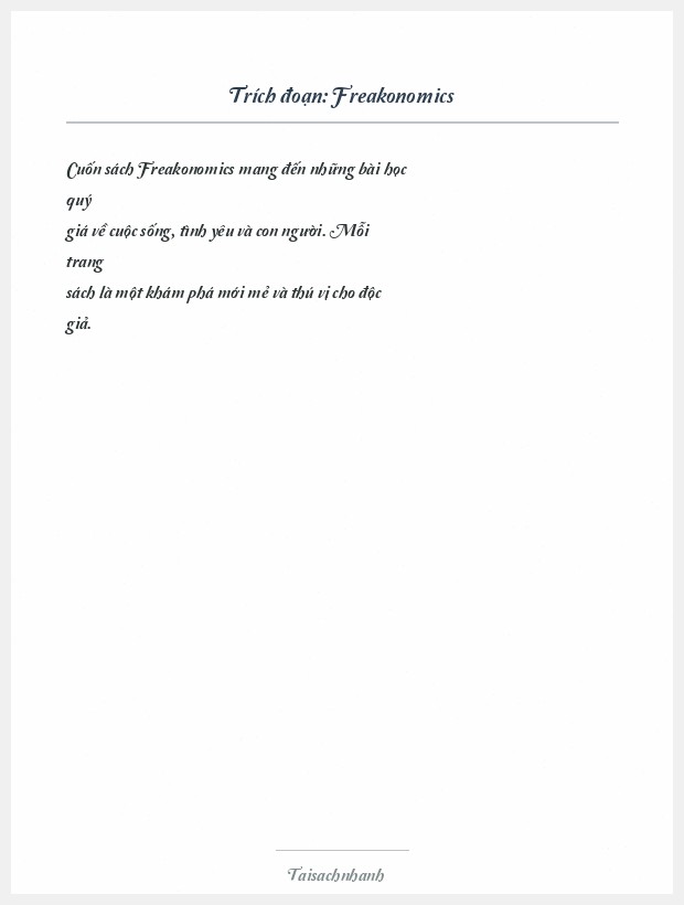 Trích đoạn Freakonomics