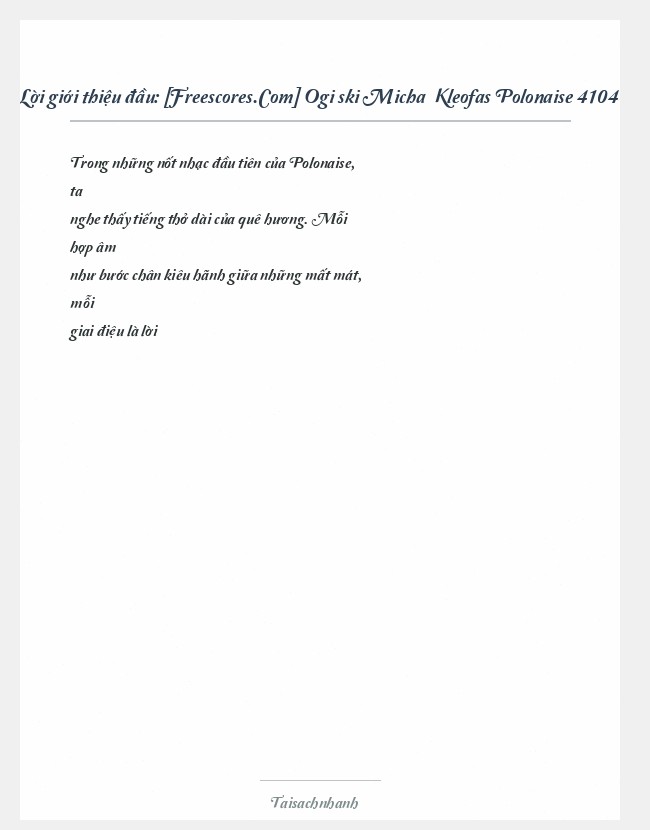 Trích đoạn [Freescores.Com] Ogiński Michał Kleofas Polonaise 4104