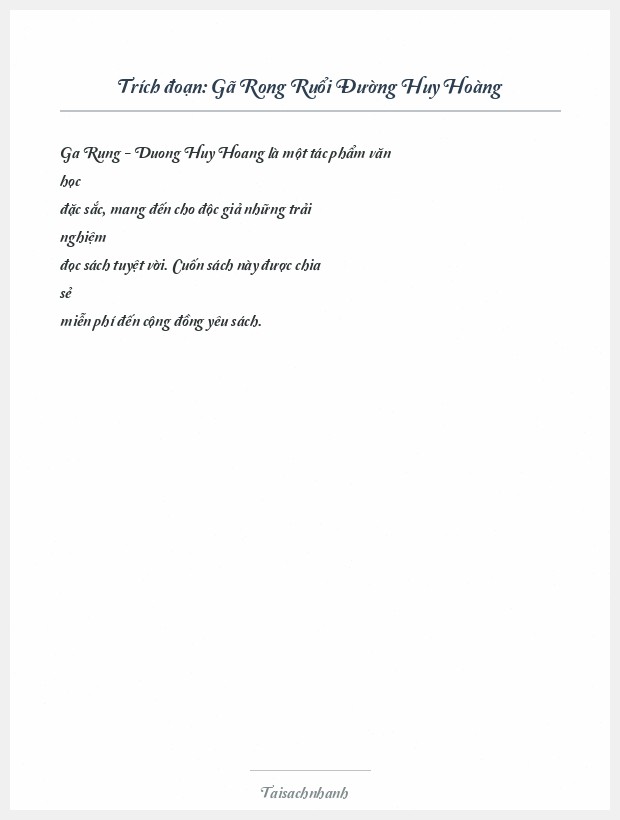 Trích đoạn Gã Rong Ruổi Đường Huy Hoàng