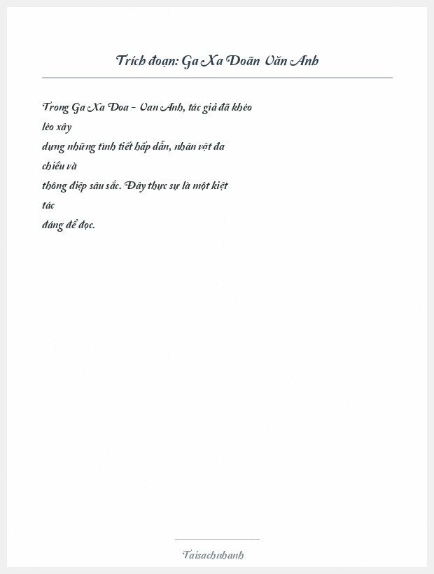 Trích đoạn Ga Xa Doãn Văn Anh