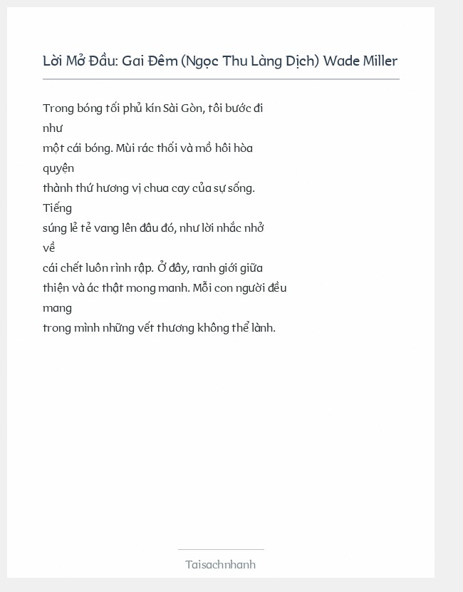 Trích đoạn Gai Đêm (Ngọc Thu Làng Dịch) Wade Miller
