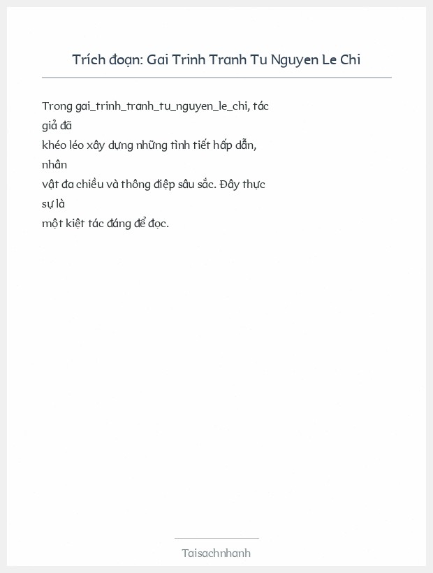 Trích đoạn Gai Trinh Tranh Tu Nguyen Le Chi