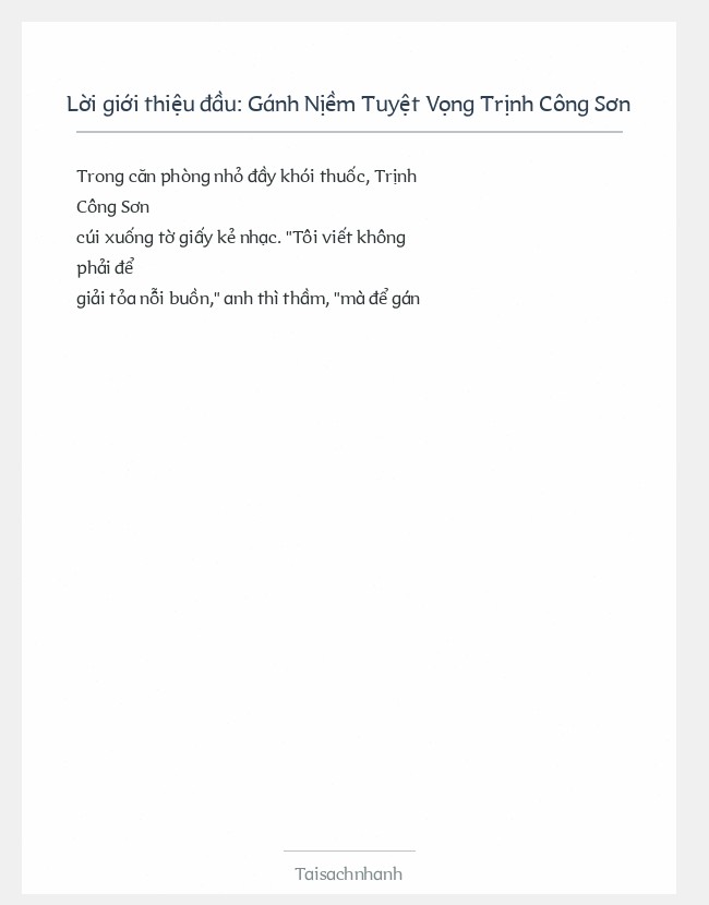 Trích đoạn Gánh Nịềm Tuyệt Vọng Trịnh Công Sơn