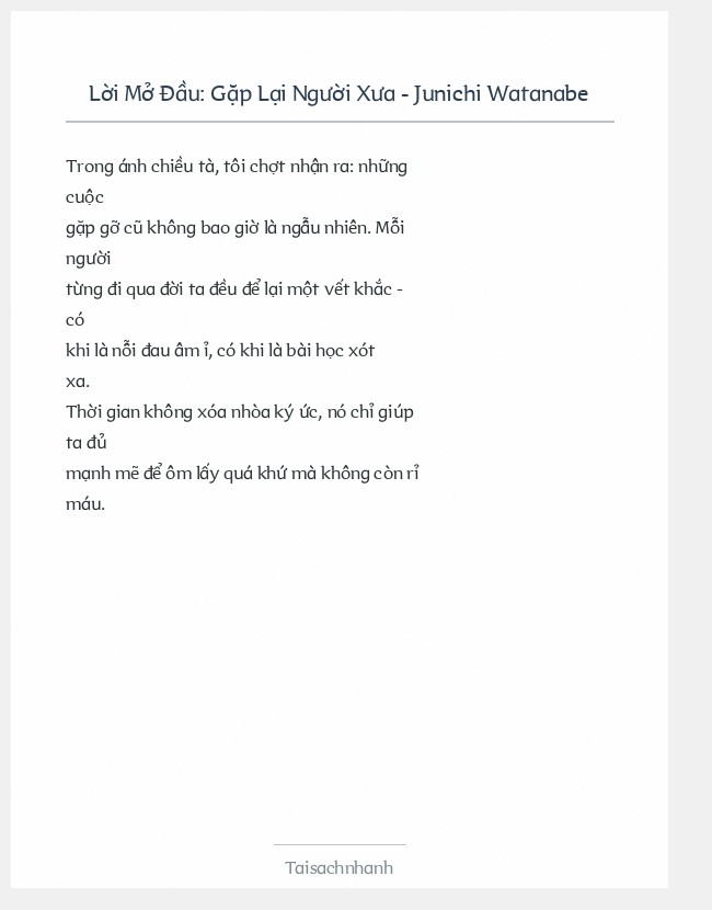 Trích đoạn Gặp Lại Người Xưa - Junichi Watanabe