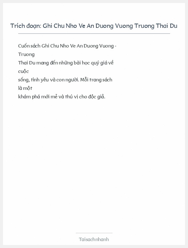 Trích đoạn Ghi Chu Nho Ve An Duong Vuong Truong Thai Du