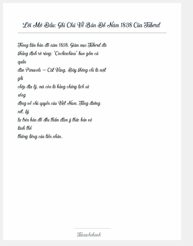 Trích đoạn Ghi Chú Về Bản Đồ Năm 1838 Của Taberd