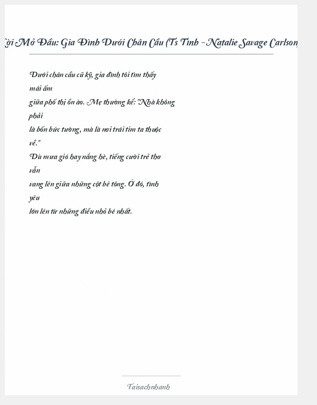 Trích đoạn Gia Đình Dưới Chân Cầu (Ts Tình - Natalie Savage Carlson)