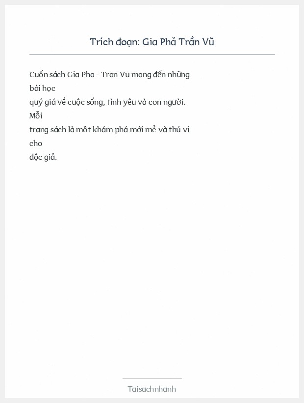 Trích đoạn Gia Phả Trần Vũ