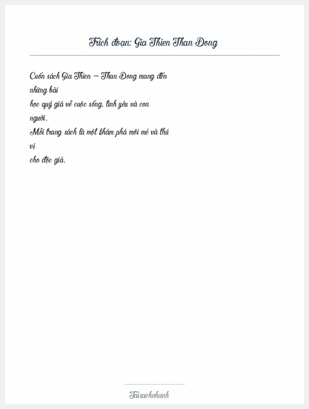 Trích đoạn Gia Thien Than Dong