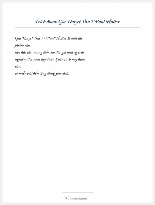 Trích đoạn Gia Thuyet Thu 7 Paul Halter