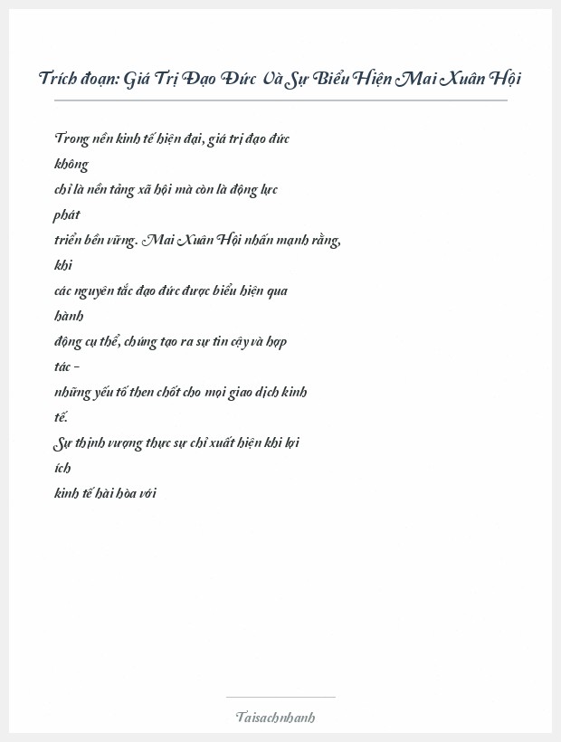 Trích đoạn Giá Trị Đạo Đức Và Sự Biểu Hiện Mai Xuân Hội