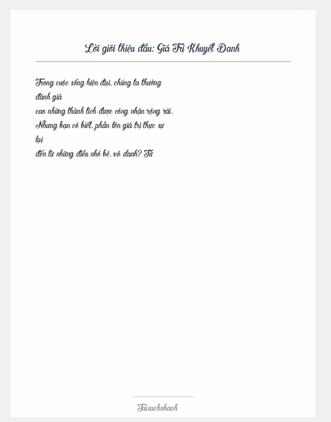 Trích đoạn Giá Trị Khuyết Danh