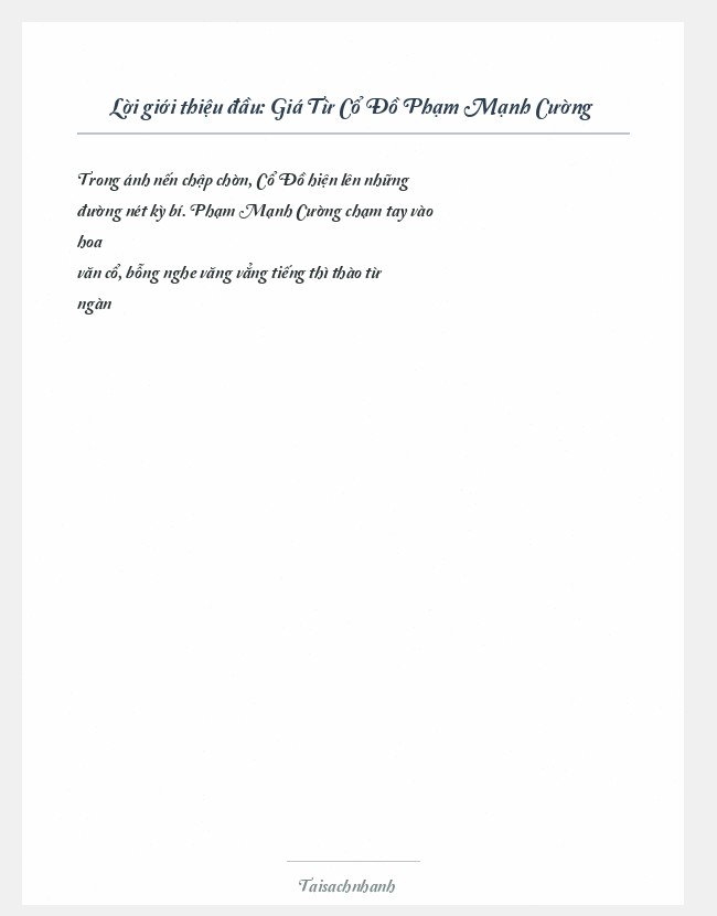 Trích đoạn Giá Từ Cổ Đồ Phạm Mạnh Cường