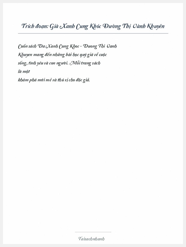 Trích đoạn Già Xanh Cung Khóc Đường Thị Vành Khuyên