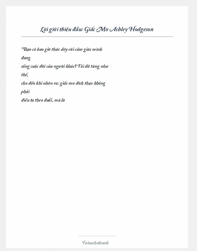 Trích đoạn Giấc Mơ Ashley Hodgeson