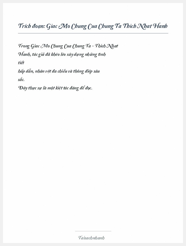 Trích đoạn Giac Mo Chung Cua Chung Ta Thich Nhat Hanh