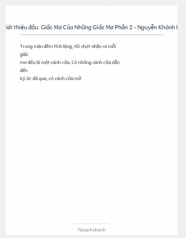 Trích đoạn Giấc Mơ Của Những Giấc Mơ Phần 2 - Nguyễn Khánh Hưng