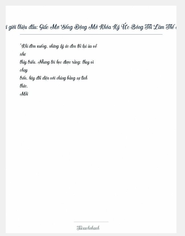 Trích đoạn Giấc Mơ Sống Động Mở Khóa Ký Ức Bóng Tối Làm Thế N