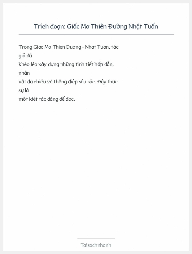 Trích đoạn Giấc Mơ Thiên Đường Nhật Tuấn