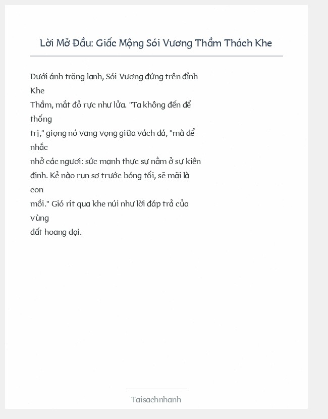 Trích đoạn Giấc Mộng Sói Vương Thầm Thách Khe