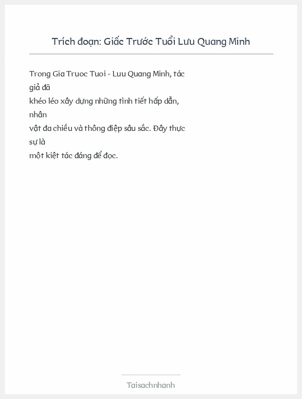 Trích đoạn Giấc Trước Tuổi Lưu Quang Minh