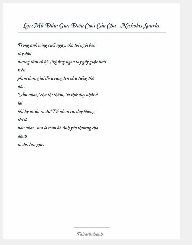 Trích đoạn Giai Điệu Cuối Của Cha - Nicholas Sparks