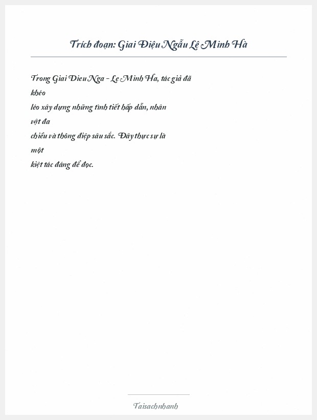 Trích đoạn Giai Điệu Ngẫu Lê Minh Hà