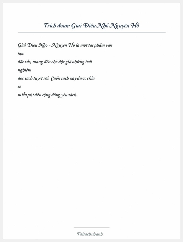 Trích đoạn Giai Điệu Nhỏ Nguyên Hồ