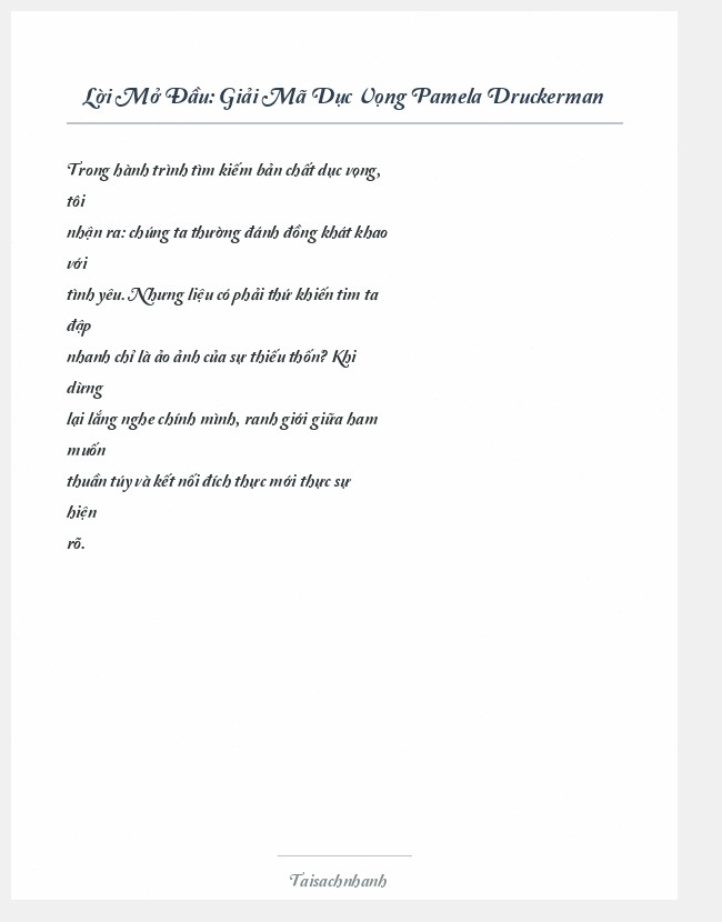 Trích đoạn Giải Mã Dục Vọng Pamela Druckerman