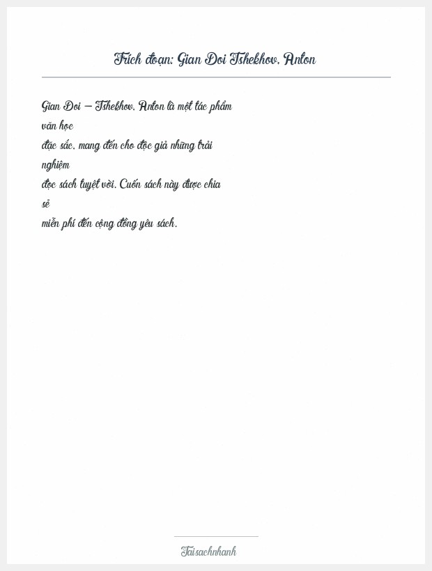 Trích đoạn Gian Doi Tshekhov, Anton