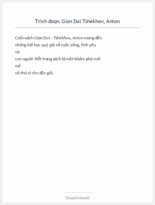 Trích đoạn Gian Doi Tshekhov, Anton